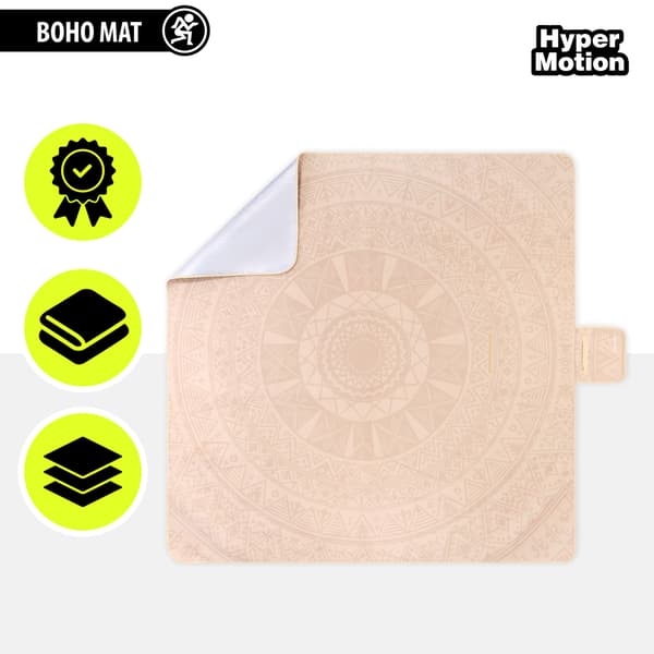 HyperMotion XXL picknickfilt 200×200 cm – beige boho-mandala