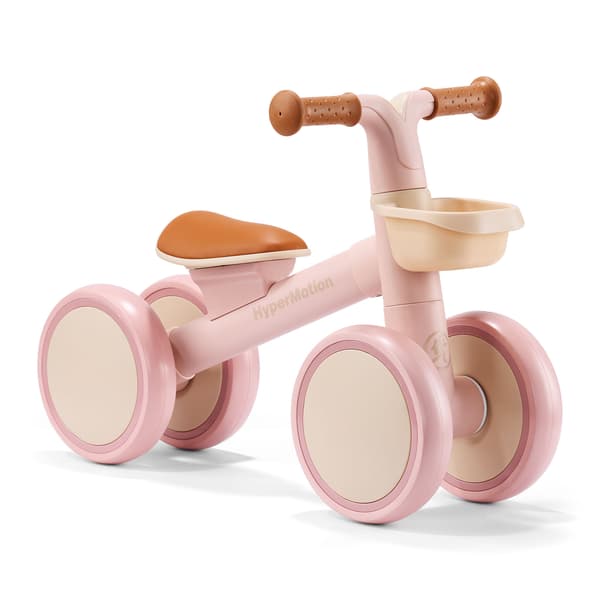 Fyrhjulig balanscykel för barn med korg TOBI MINI rosa