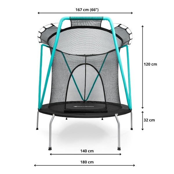 Mint trampolin 167cm med beskyttelsesnet - til børn 3-8 år - til hjem og have 167 cm