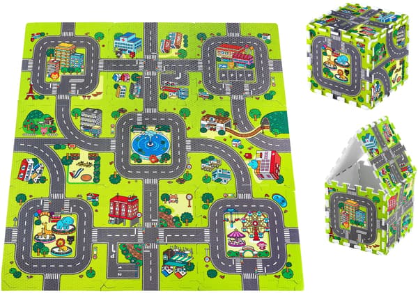 Moby-System vaahtopalapeli EVA-matto 90×90 cm – kaupunki