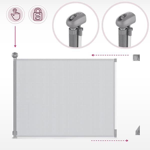 Moby-System STAIRSAFE rullattava turvaportti 140 cm, harmaa