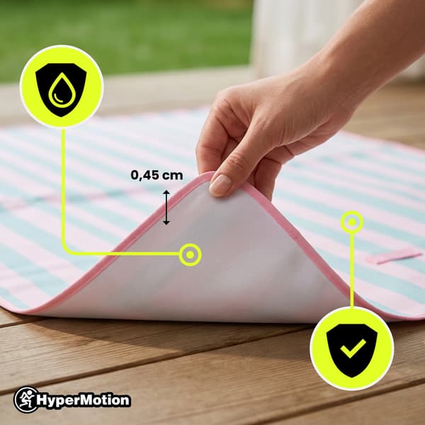 HyperMotion piknik- ja rantapeite 150 × 200 cm, roosa-vihreä