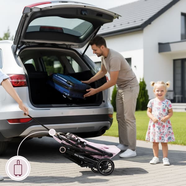 Moby-System LENA PINK PRO klapvogn med kuffertfunktion