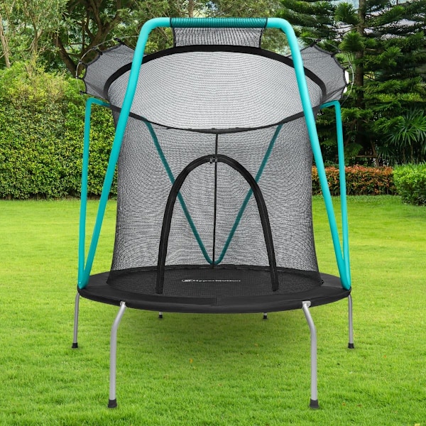 Mintstudsmatta 167cm med skyddsnät - för barn 3-8 år - för hem och trädgård 167 cm