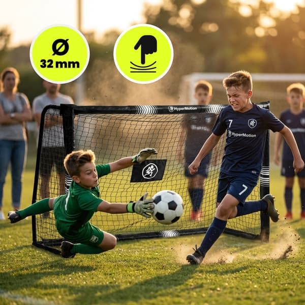 Fodboldmål 180x120 cm HyperMotion sort stålmål med net