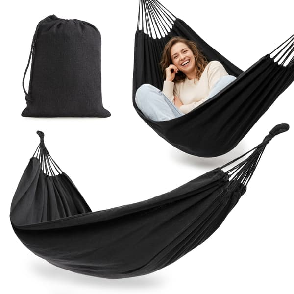 Boho-riippumatto puutarhaan – harmaa, suojapussilla