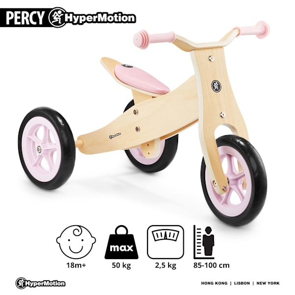 HyperMotion PERCY 2-in-1 puinen pyörä, vaaleanpunainen