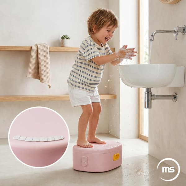 Moby-System 3-i-1 potta med toalettsits och pall – rosa