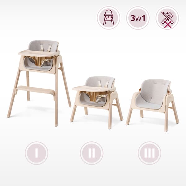 Moby-System Lumo 3-i-1 hopfällbar matstol beige
