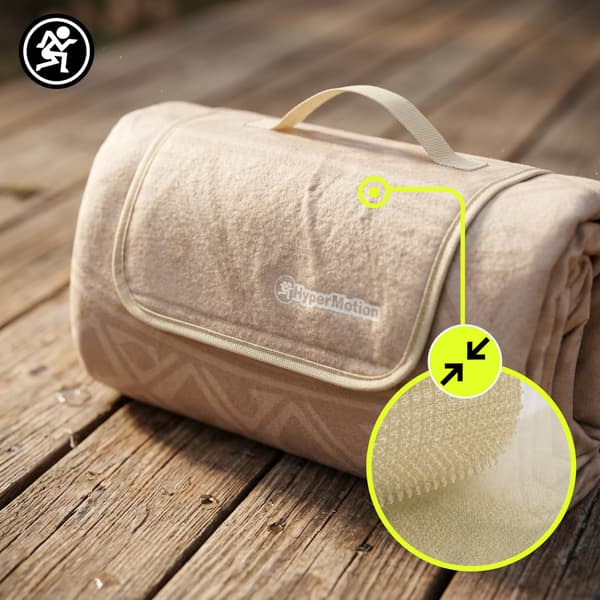 HyperMotion XXL picknickfilt 200×200 cm – beige boho-mandala