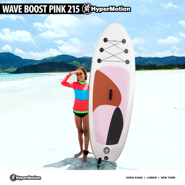 Uppblåsbar SUP-bräda för barn Stand Up Paddle 215cm med paddel - HyperMotion WAVE BOOST PINK 215