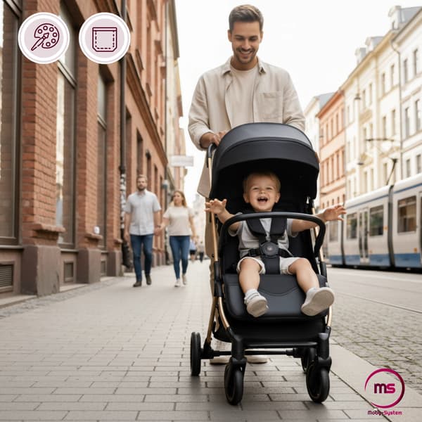 Moby-System LENA GOLD PRO klapvogn med kuffertfunktion
