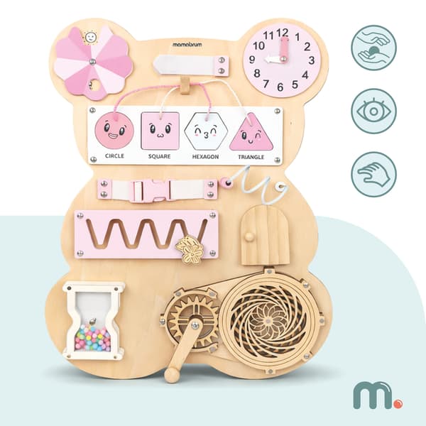 Mamabrum Teddy Montessori aistitaulu karhu – vaaleanpunainen