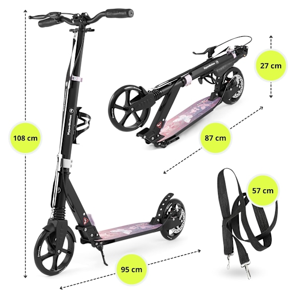 Tvåhjulig scooter för unga vuxna - med stötdämpare - HyperMotion Skyline - rosa, aluminium - 100 kg