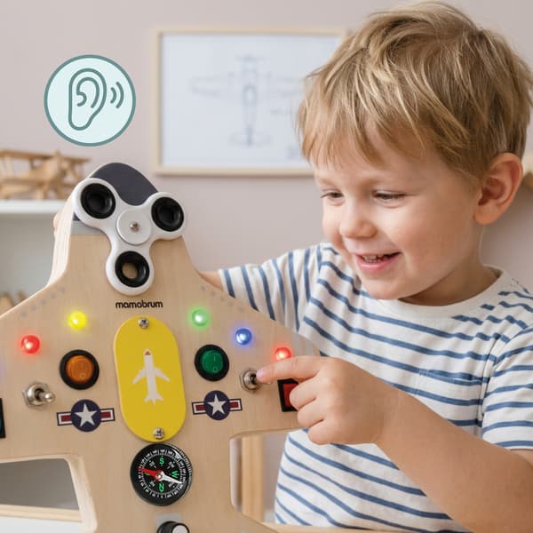 Aktivitetstavla, Mamabrum, MAM310, flygplan med propeller och kompass