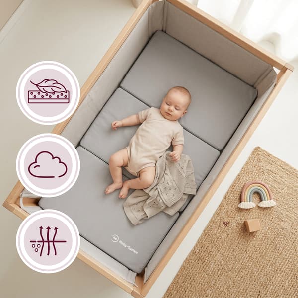 Moby-System taitettava matkasängyn patja 120 × 60 cm, harmaa