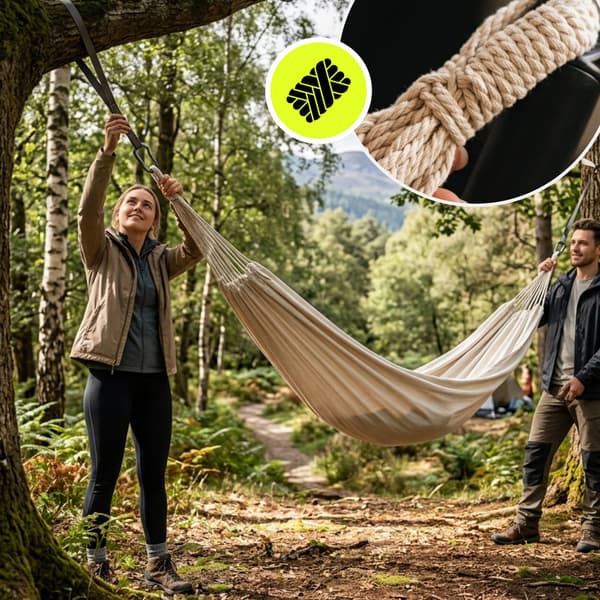 Boho hängmatta beige med transportpåse för trädgård
