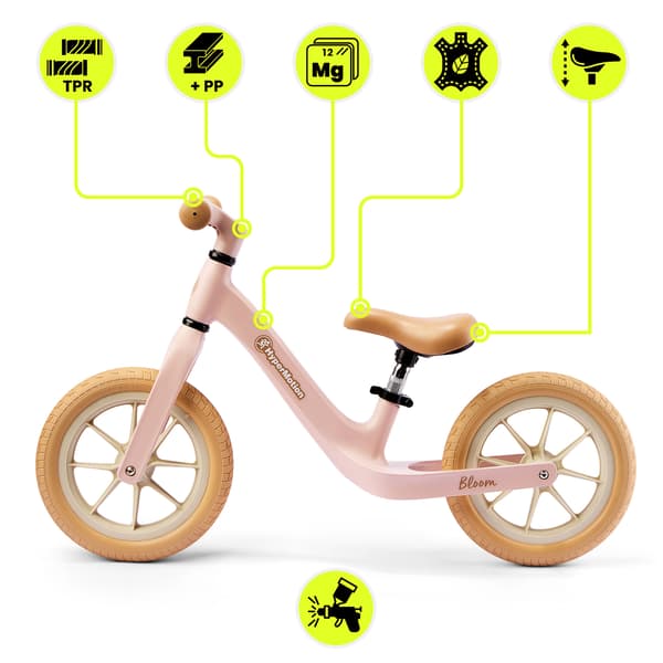 Løbecykel HyperMotion Bloom 12” pudderrosa til børn