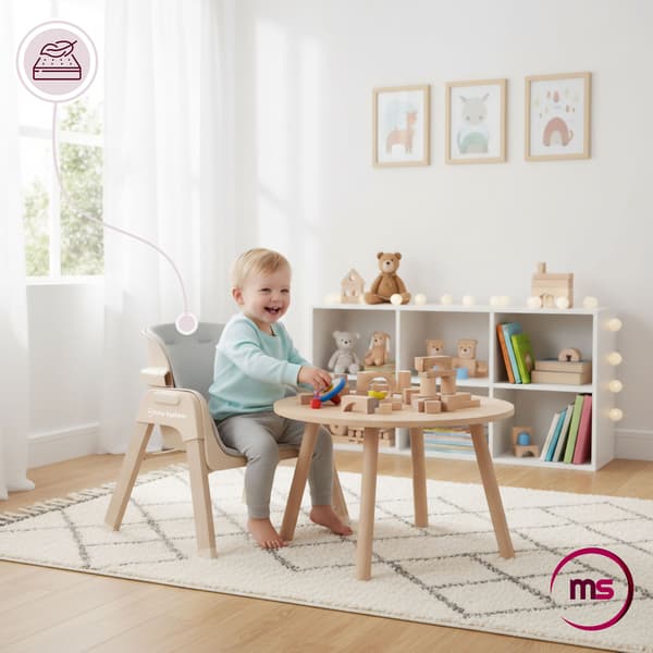 Moby-System Lumo 3-i-1 hopfällbar matstol beige
