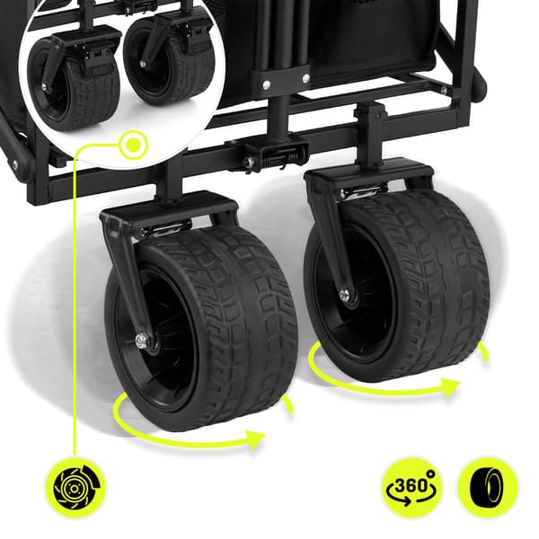 HyperMotion foldbar strandklapvogn - sort, 120 kg