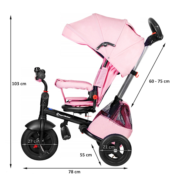 Tobi Velar trehjuling + regnfolie - rosa