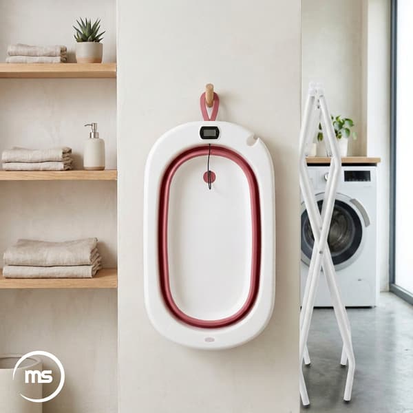 Moby-System hopfällbar babybadbalja 8-i-1 med stativ, rosa