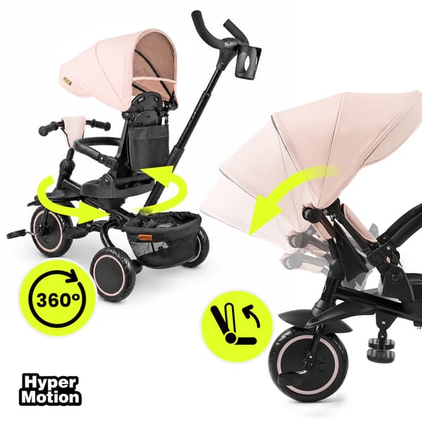 Trehjulet Cykel til Børn 1-5 År Sammenklappelig 360° Beige