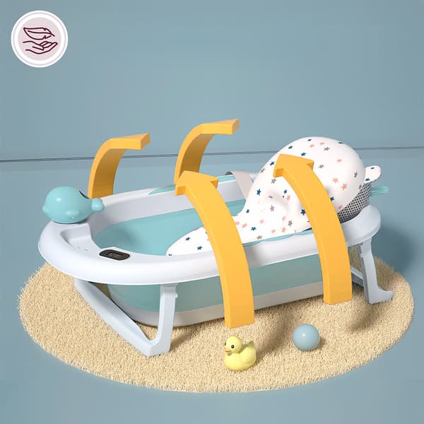 Hopfällbart Babyställ med Termometer och Insatser - Mint