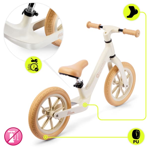 Løbecykel HyperMotion Bloom 12” sandgrå til børn