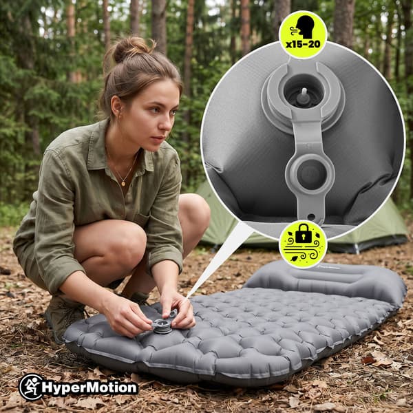 Ultralet Oppustelig Liggeunderlag 190x56 cm Camping Grå
