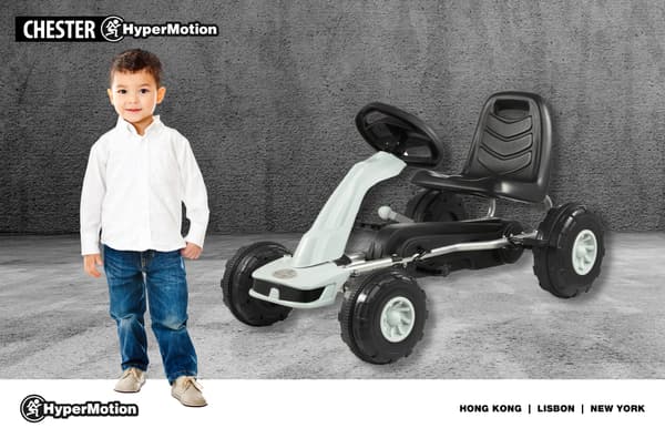 CHESTER gokart med trampdator - för barn 3-6 år - grå