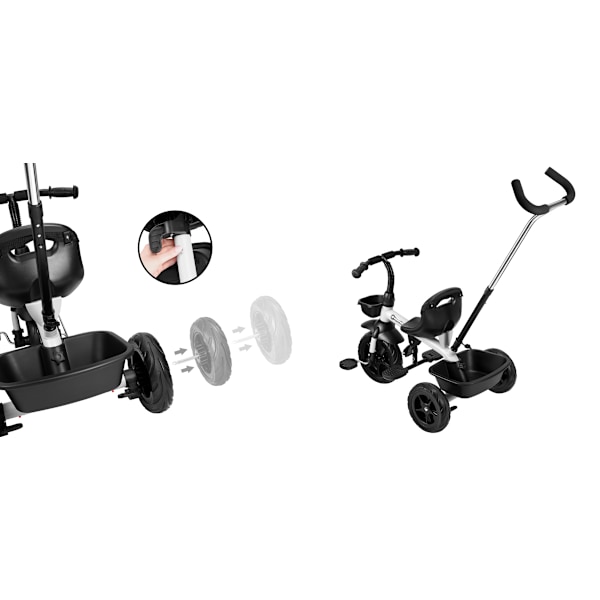 HyperMotion TOBI VECTOR kolmipyörä - pysyvästi puhallettavat pyörät + työntö. Väri: vaaleanharmaa. Gray