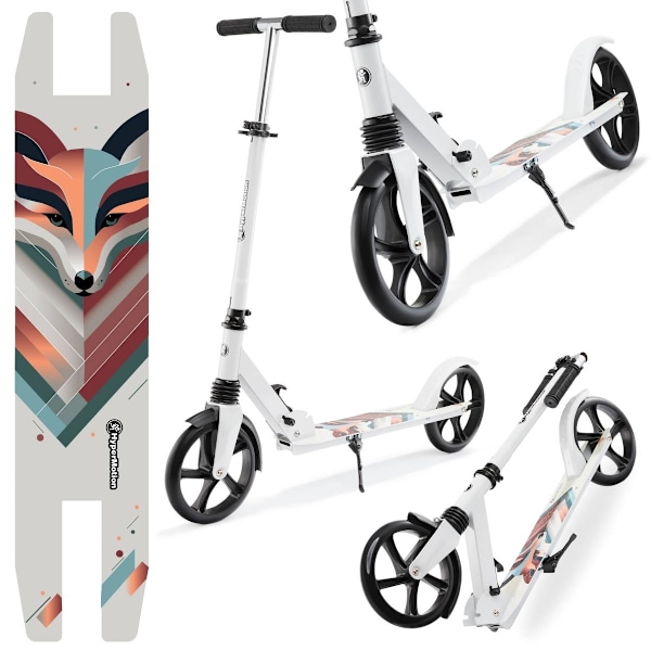 Tvåhjulig sparkcykel för unga vuxna - med stötdämpare - Hypermotion CITY SWIFT Winter Fox - 100 kg White Fox