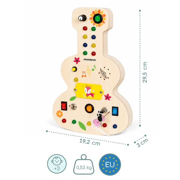 Aktivitetstavla, Mamabrum, MAM309, LED-ljus och speldosa, gitarr