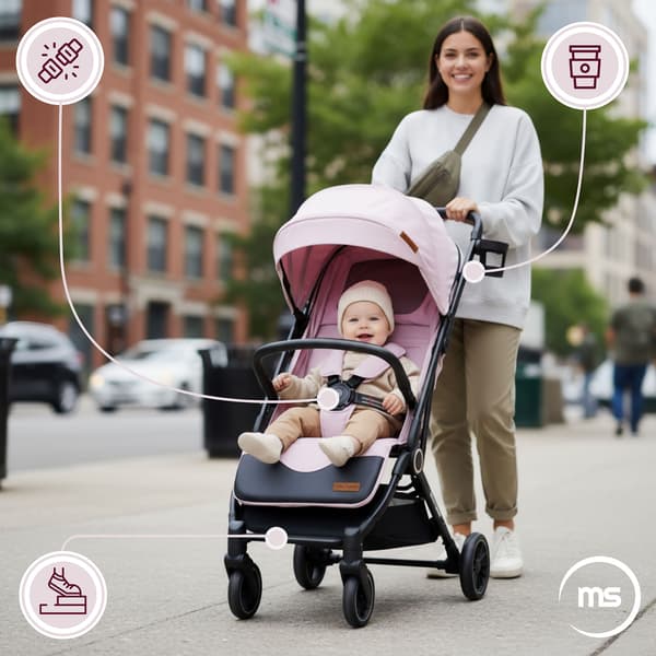 Moby-System LENA PINK PRO klapvogn med kuffertfunktion