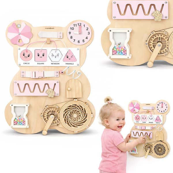 Mamabrum Teddy Montessori aistitaulu karhu – vaaleanpunainen