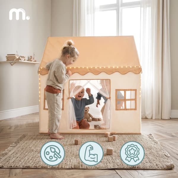 XXL Lekhus för Barn med LED Belysning Tält Mamabrum Beige