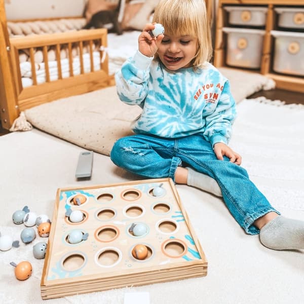 Fiskspel i trä, Mamabrum, MAM37 Fish Diving, katapulter, 16 fiskar