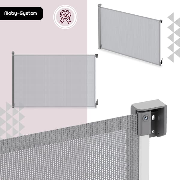 Moby-System SAFEGUARD utdragbar säkerhetsgrind 140 cm – grå