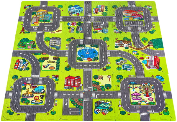 Moby-System vaahtopalapeli EVA-matto 90×90 cm – kaupunki