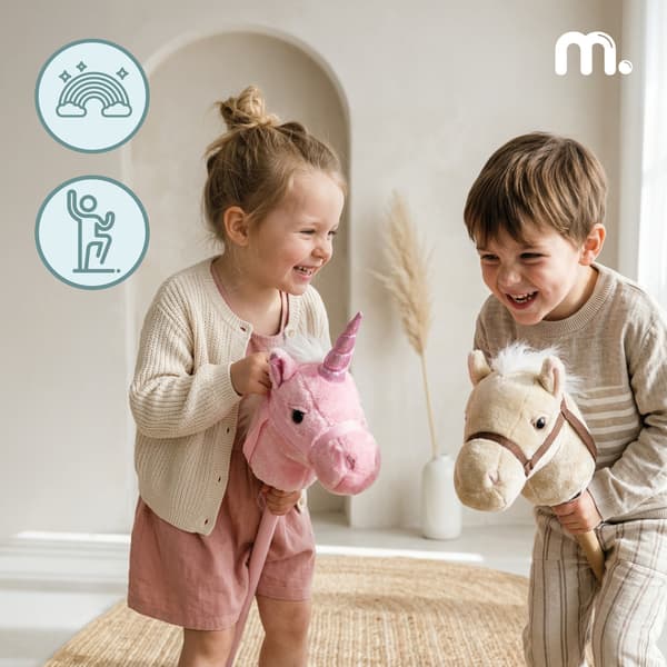 Hobby Horse Enhörning Käpphäst för Barn 80 cm Rosa Mamabrum