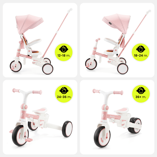 8in1 monikäyttöinen kolmipyörä TOBI FOREST - pinkki