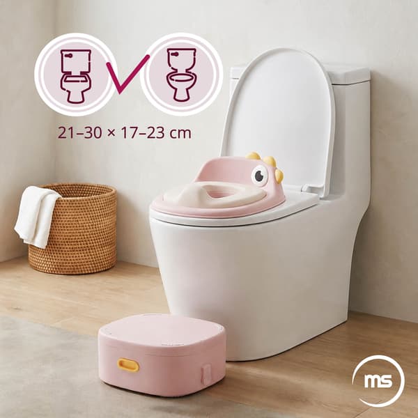 Moby-System 3-i-1 potta med toalettsits och pall – rosa