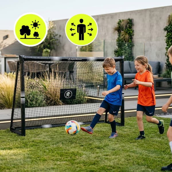 Fodboldmål 180x120 cm HyperMotion sort stålmål med net
