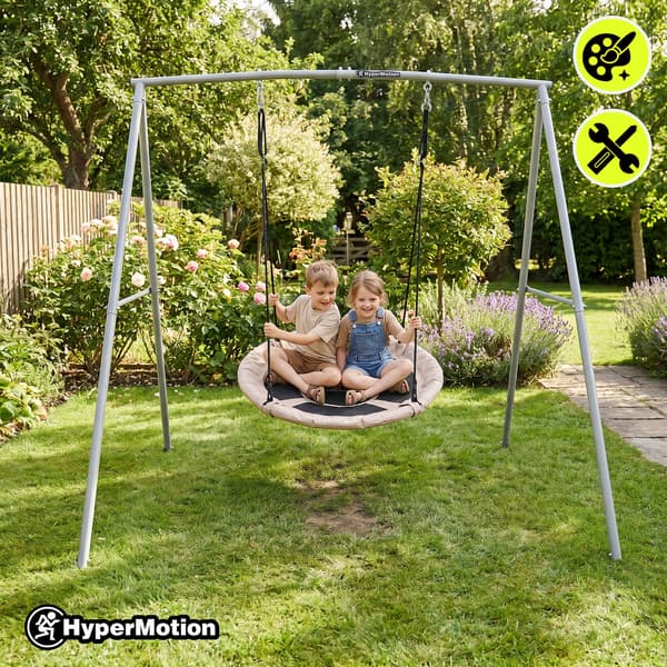 Fuglerede gynge med stativ 100 cm HyperMotion grå beige