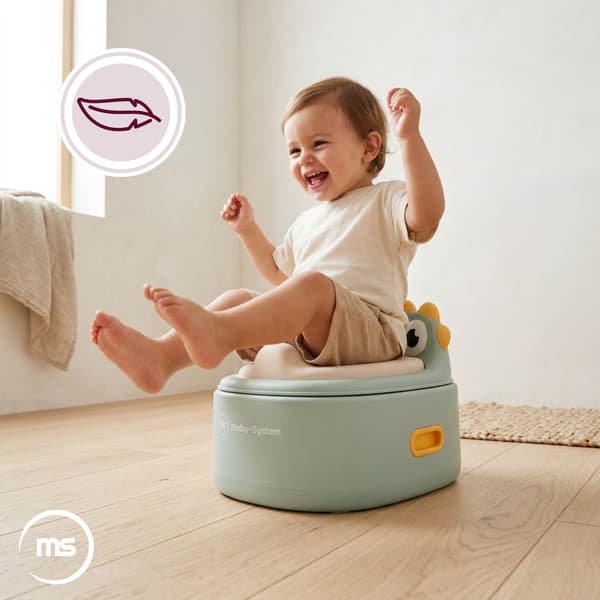 Moby-System 3-i-1 potta med toalettsits och pall – salviagrön