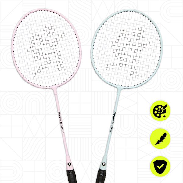 Badmintonset för 2 spelare med racketar och boll rosa