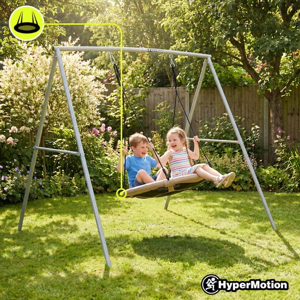 Fuglerede gynge med stativ 100 cm HyperMotion grå beige