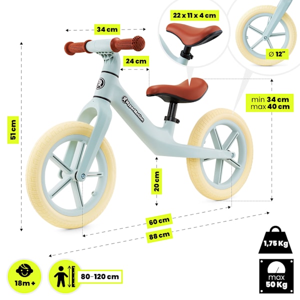 HyperMotion Marcelo Balancecykel til Børn - Mint