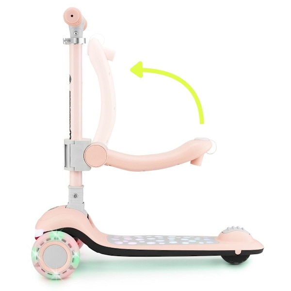 HyperMotion LUMI 3-i-1 sparkcykel för barn med LED-belysning, justerbart säte Pink